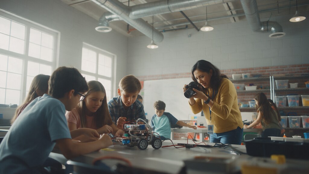 Plan de marketing para una escuela: 10 estrategias para 2026 3 Coordinadora de comunicación fotografía a alumnos para las redes sociales de la escuela