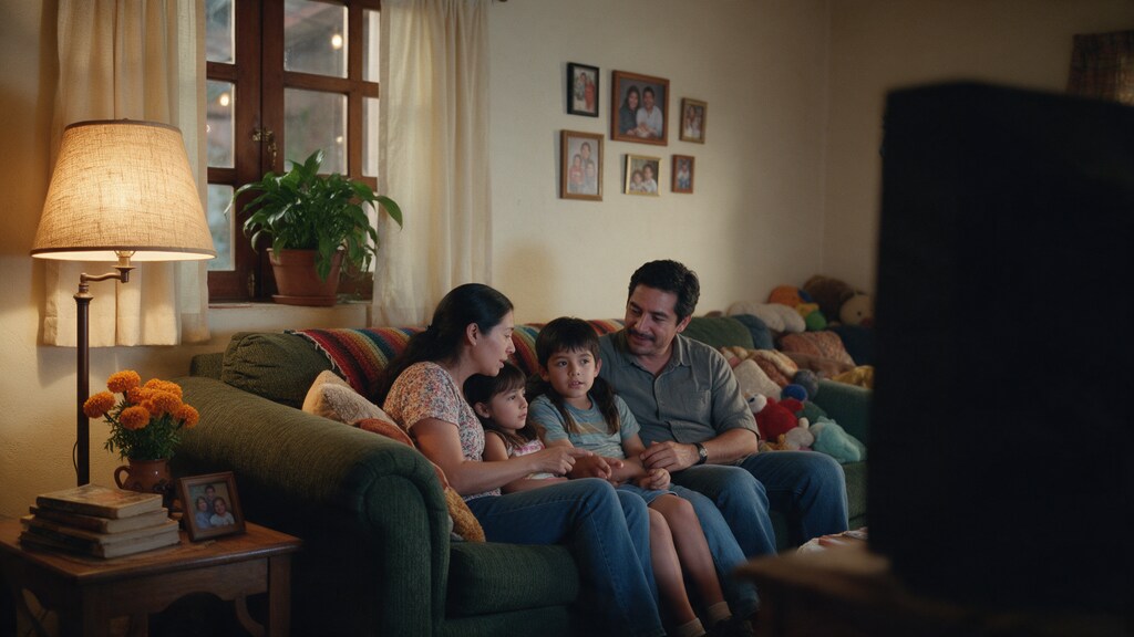 Publicidad dirigida a niños: ética, regulación y estrategias responsables 1 Familia conversa con sus hijos sobre la publicidad dirigida a niños que ven en televisión