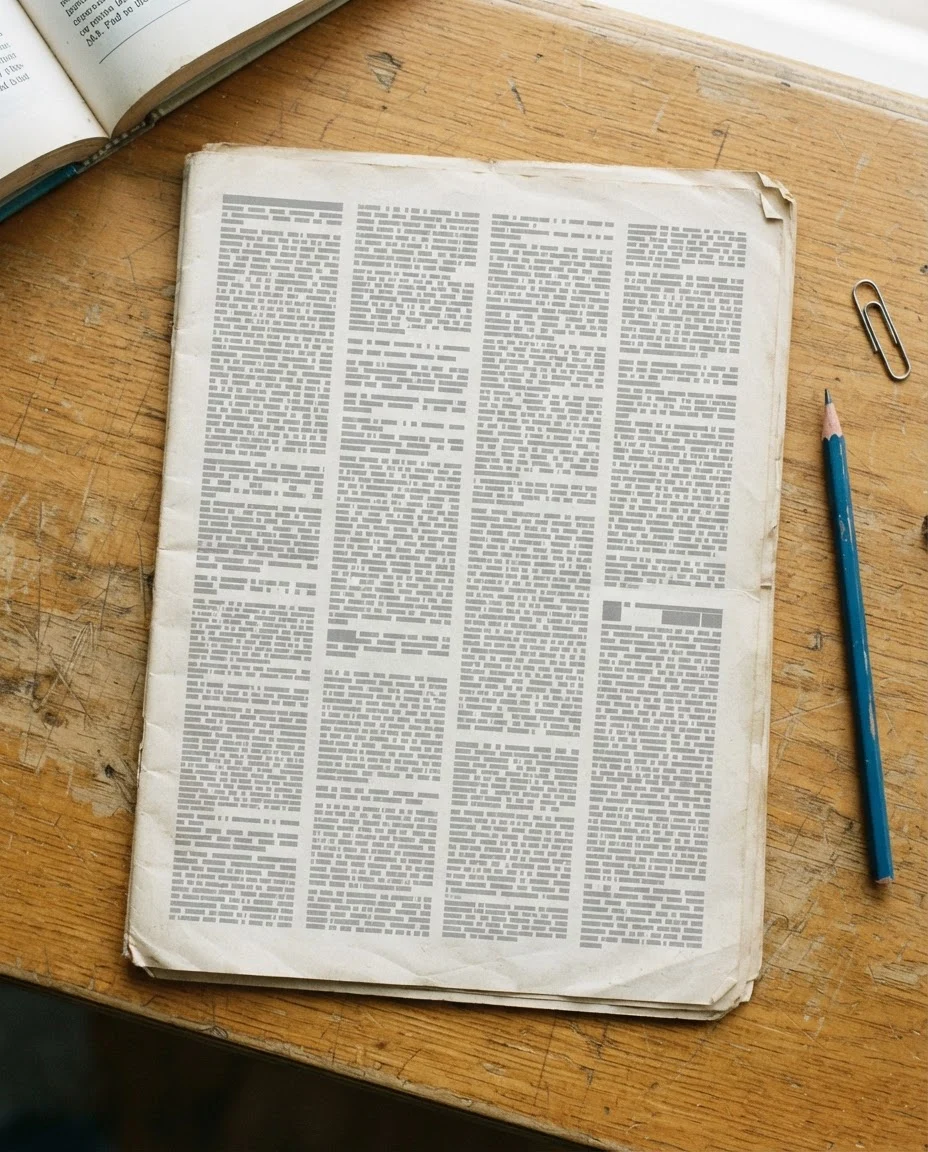 Folleto escolar saturado de texto y sin aire