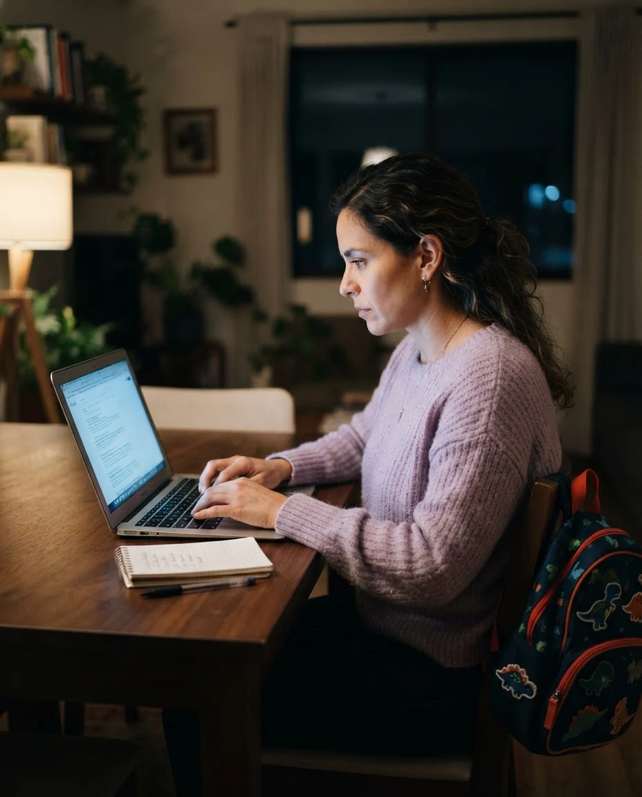Google Ads para escuelas — mamá buscando colegio en Google