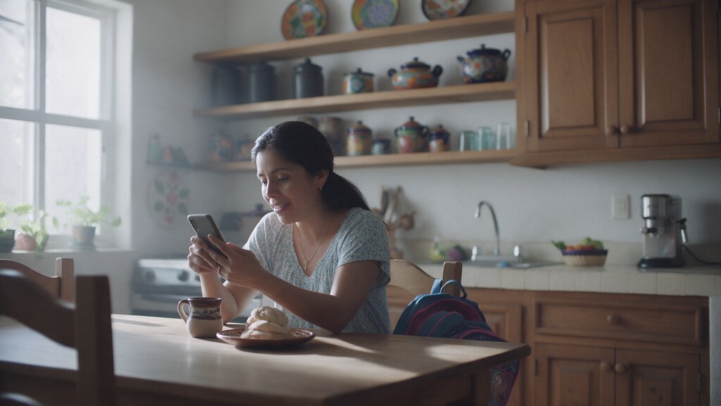 Marketing de contenidos para escuelas: cómo atraer familias con información de valor 3 Mamá lee en su celular un artículo del blog de un colegio