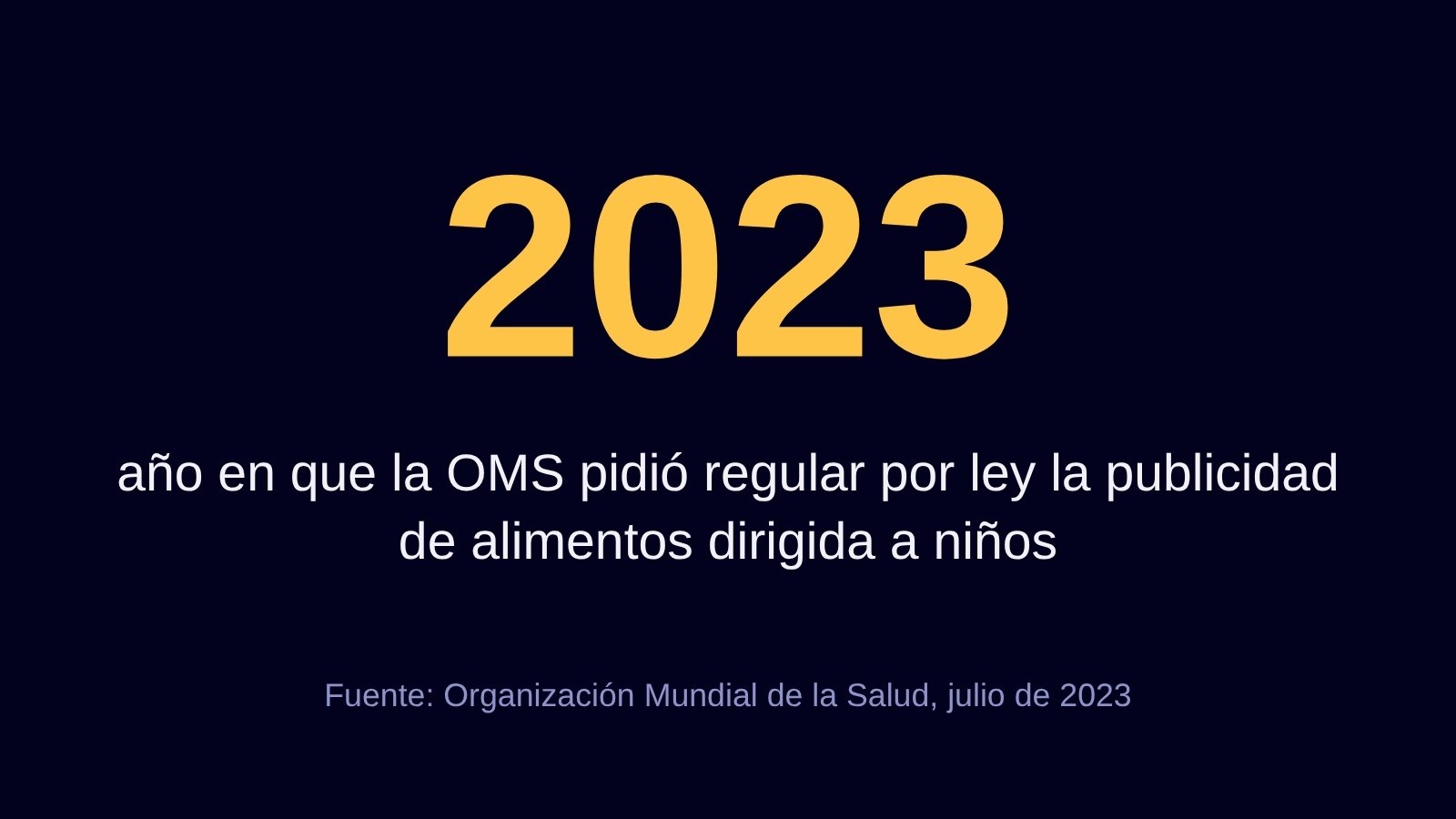 Publicidad dirigida a niños: ética, regulación y estrategias responsables 2 En 2023 la OMS pidió regular por ley la publicidad de alimentos dirigida a niños
