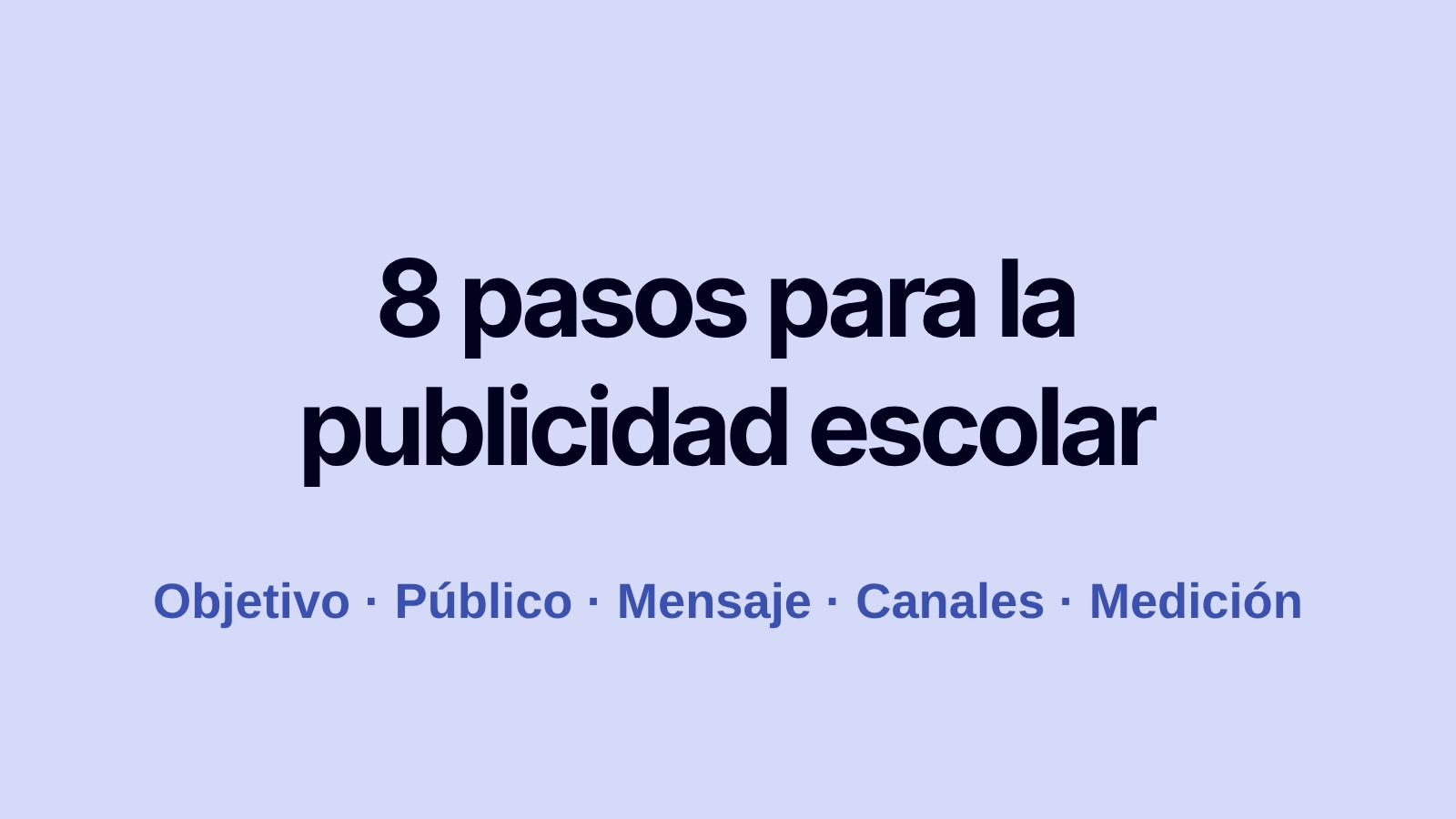 8 pasos para la publicidad de una escuela: objetivo, público, mensaje, canales y medición